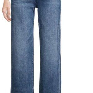 Wide Leg Logo Patch 5-Pocket Style Stretch Denim Jeans Karl Lagerfield sz 14